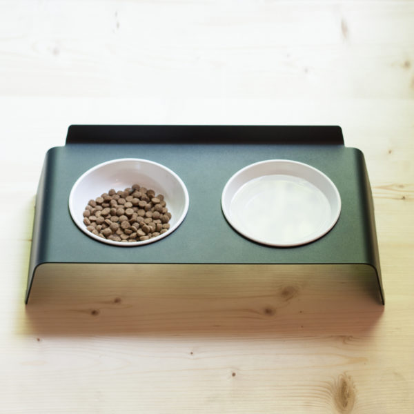 Katzen Futterstation DINE - Doppelnapf mit bruchstabilen Melaminschalen für Nassfutter & Trockenfutter